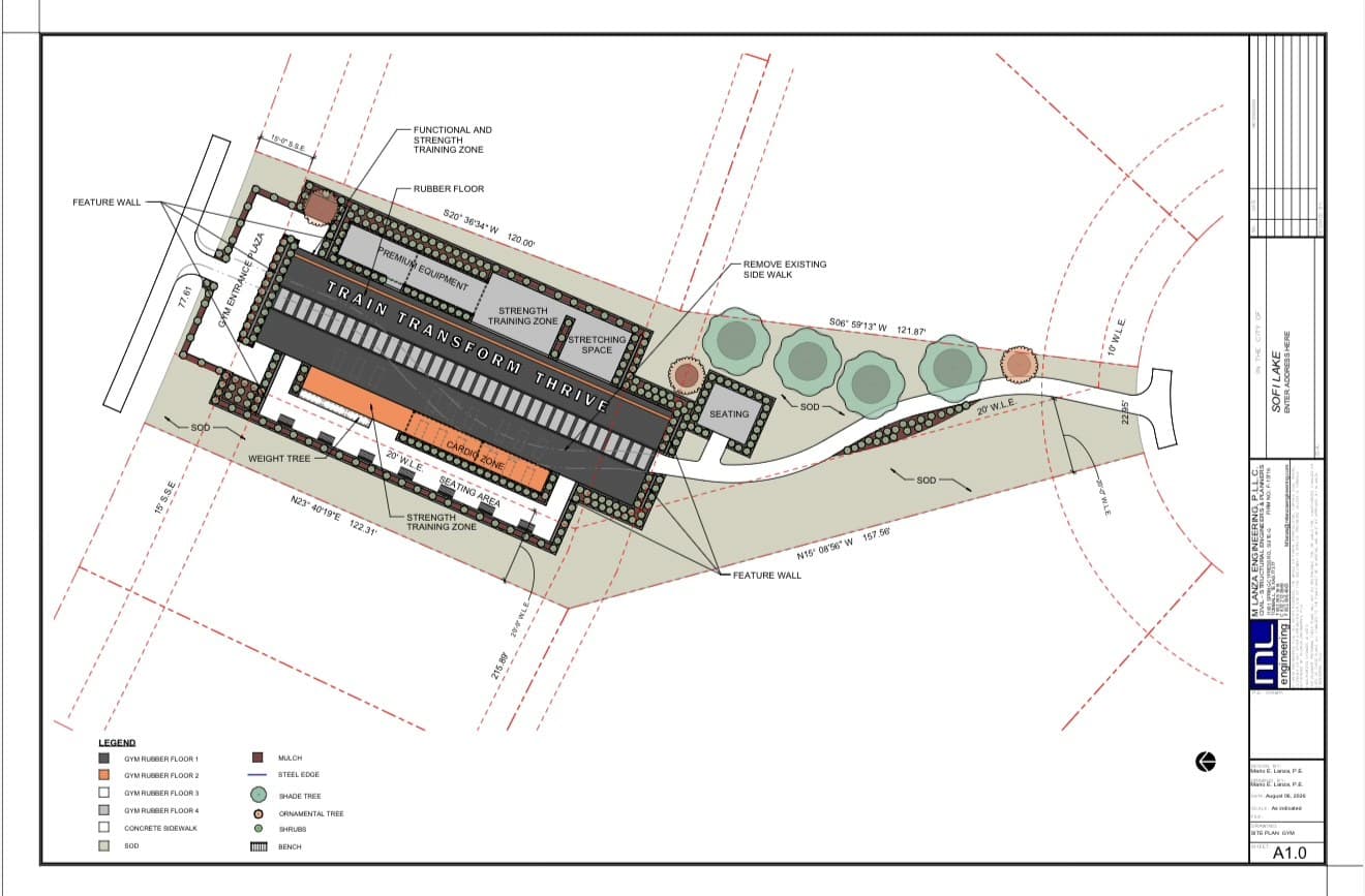 Outdoor gym amenity plan