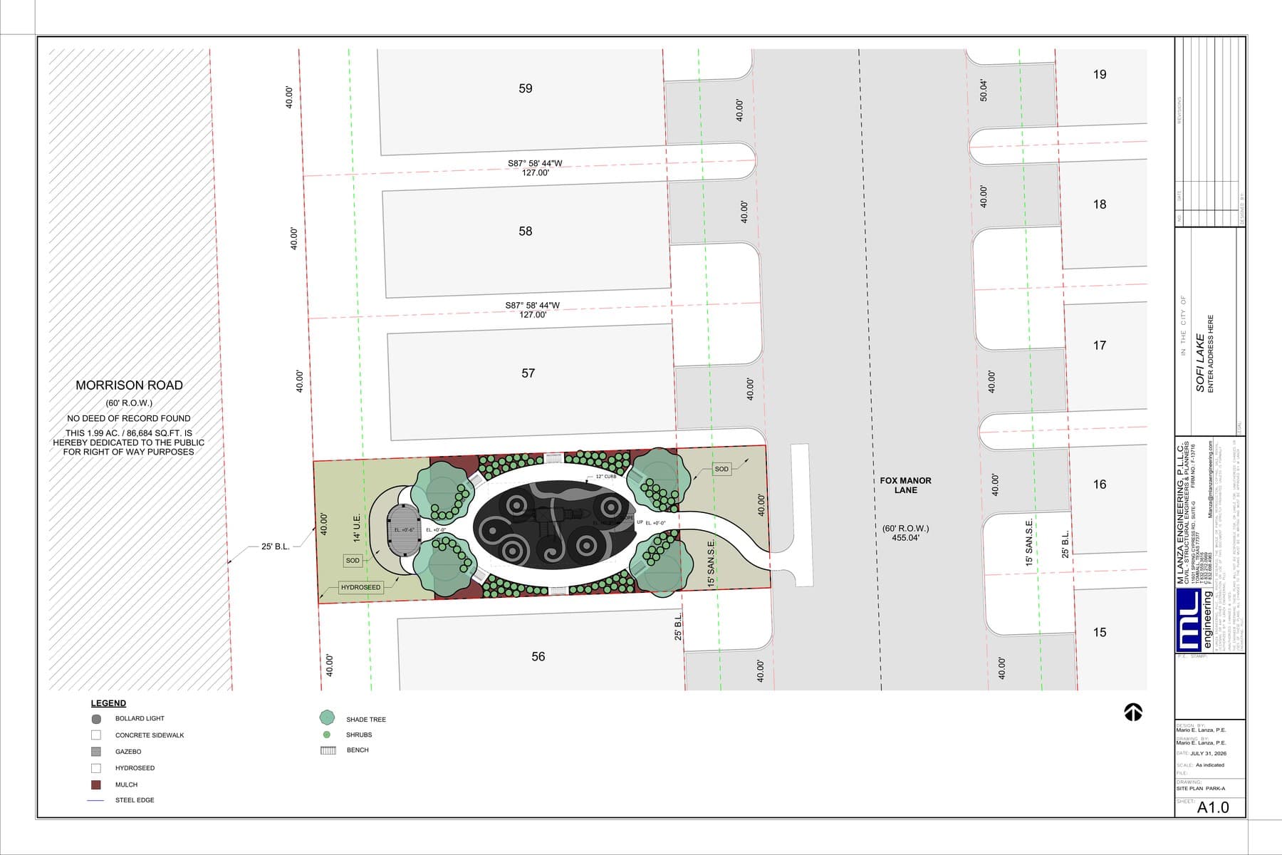 Park A amenity plan