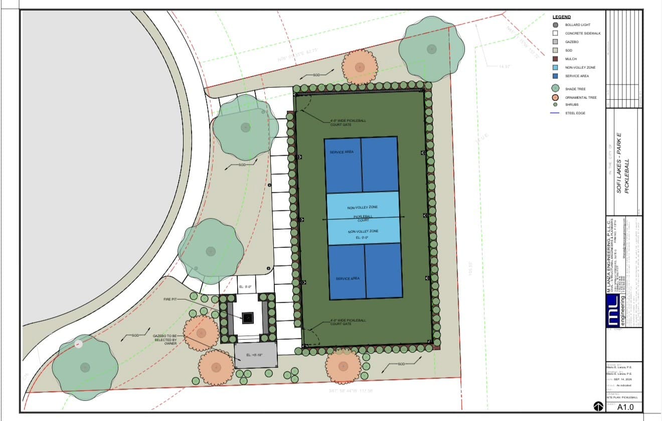 Pickleball amenity plan