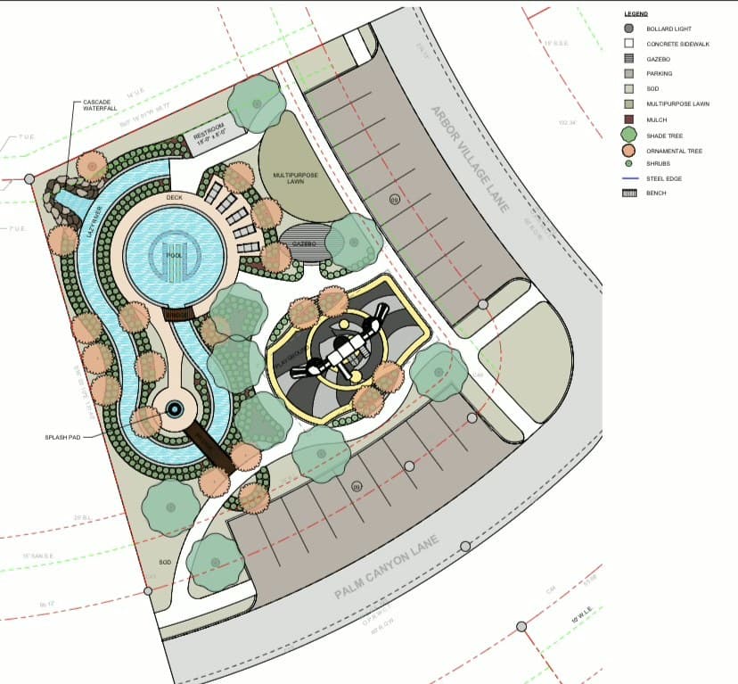 Pool and playground amenity plan